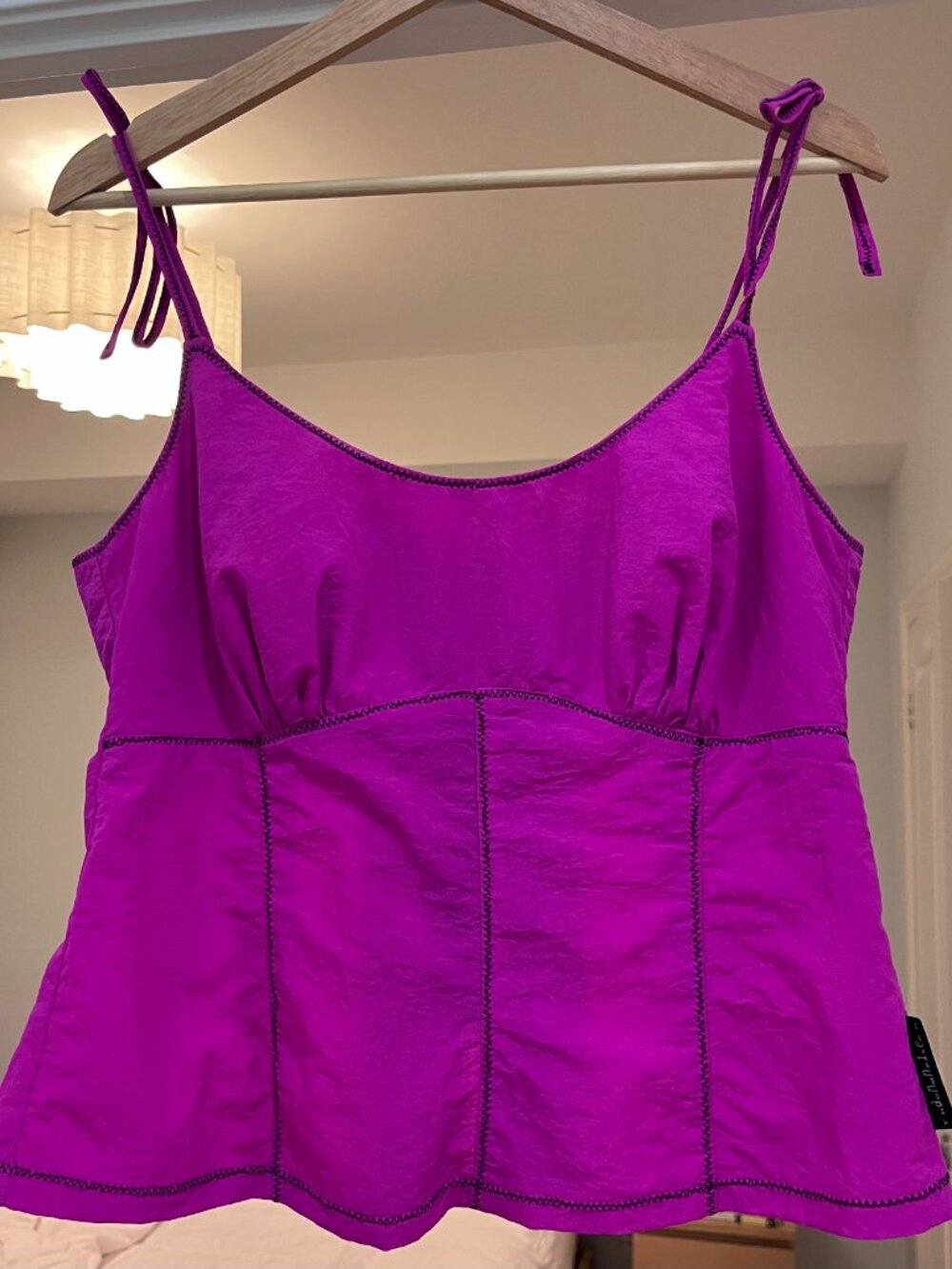 PINK/FUCHSIA TIE-SHOULDER CAMI, SIZE L-12, EUC - Picture 5 of 11